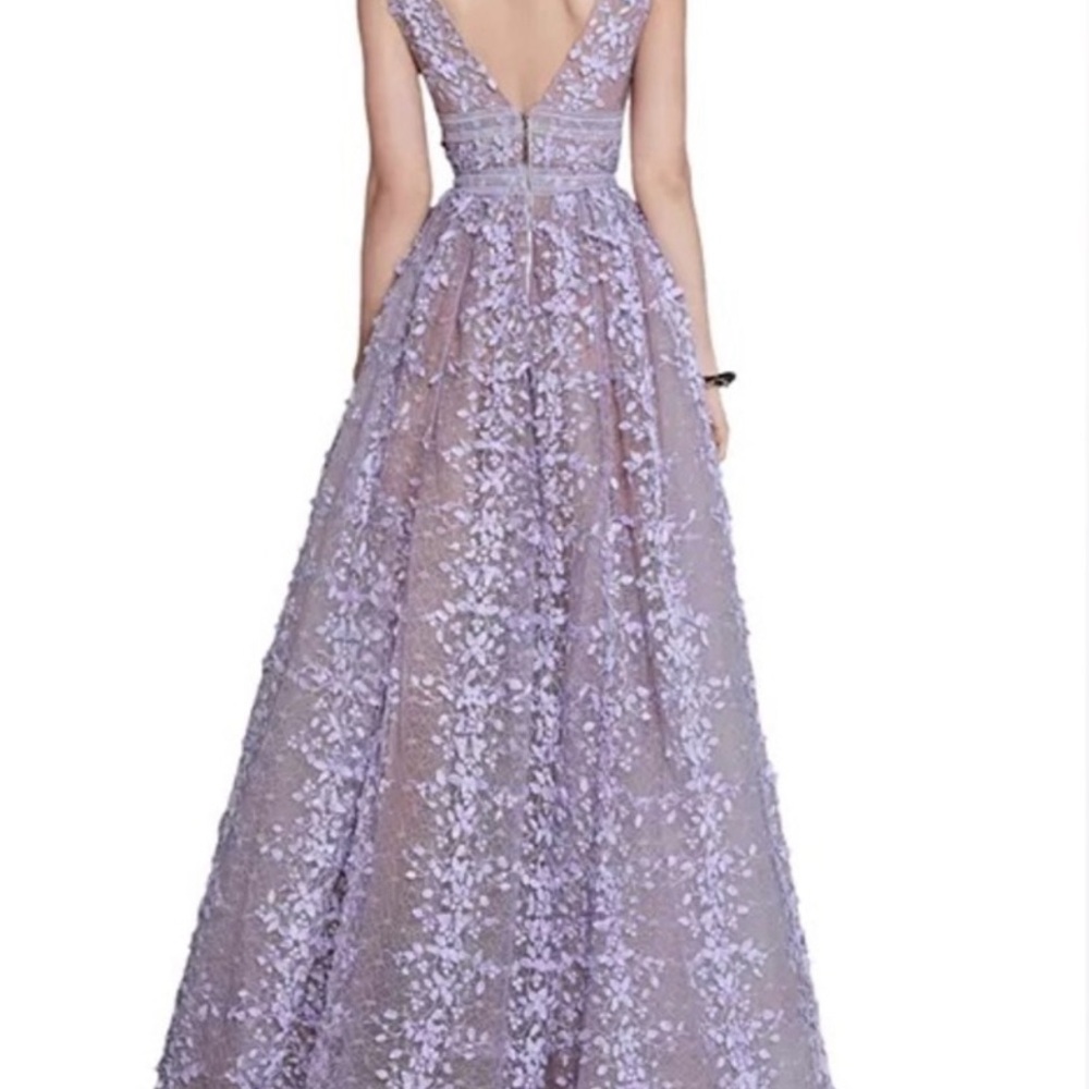 Bronx and Banco Megan Sleeveless V-Neck Lace Gown Lavender Size US 8 - Picture 3 of 16
